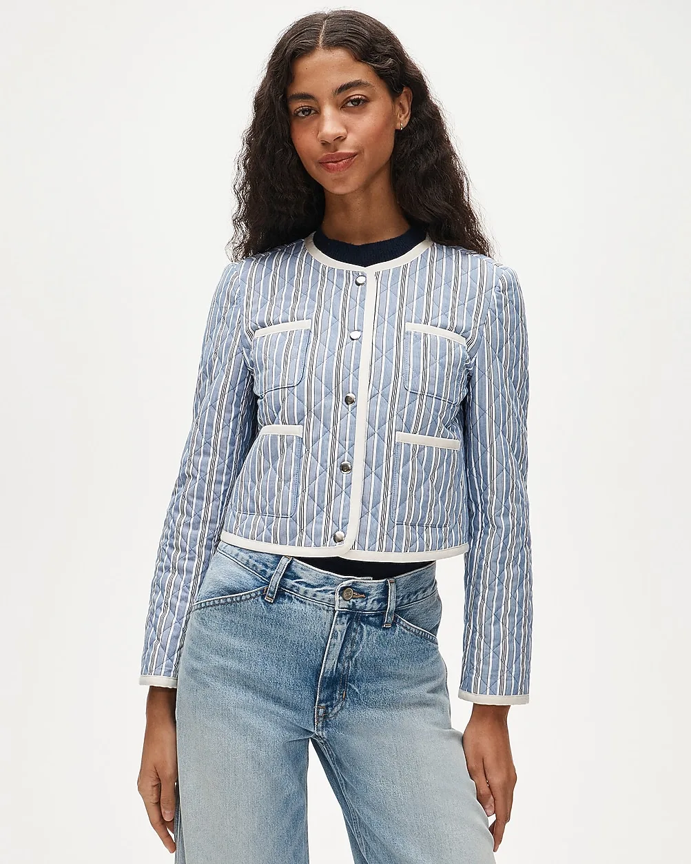 Quilted Lady Jacket in Striped Cotton by J.Crew