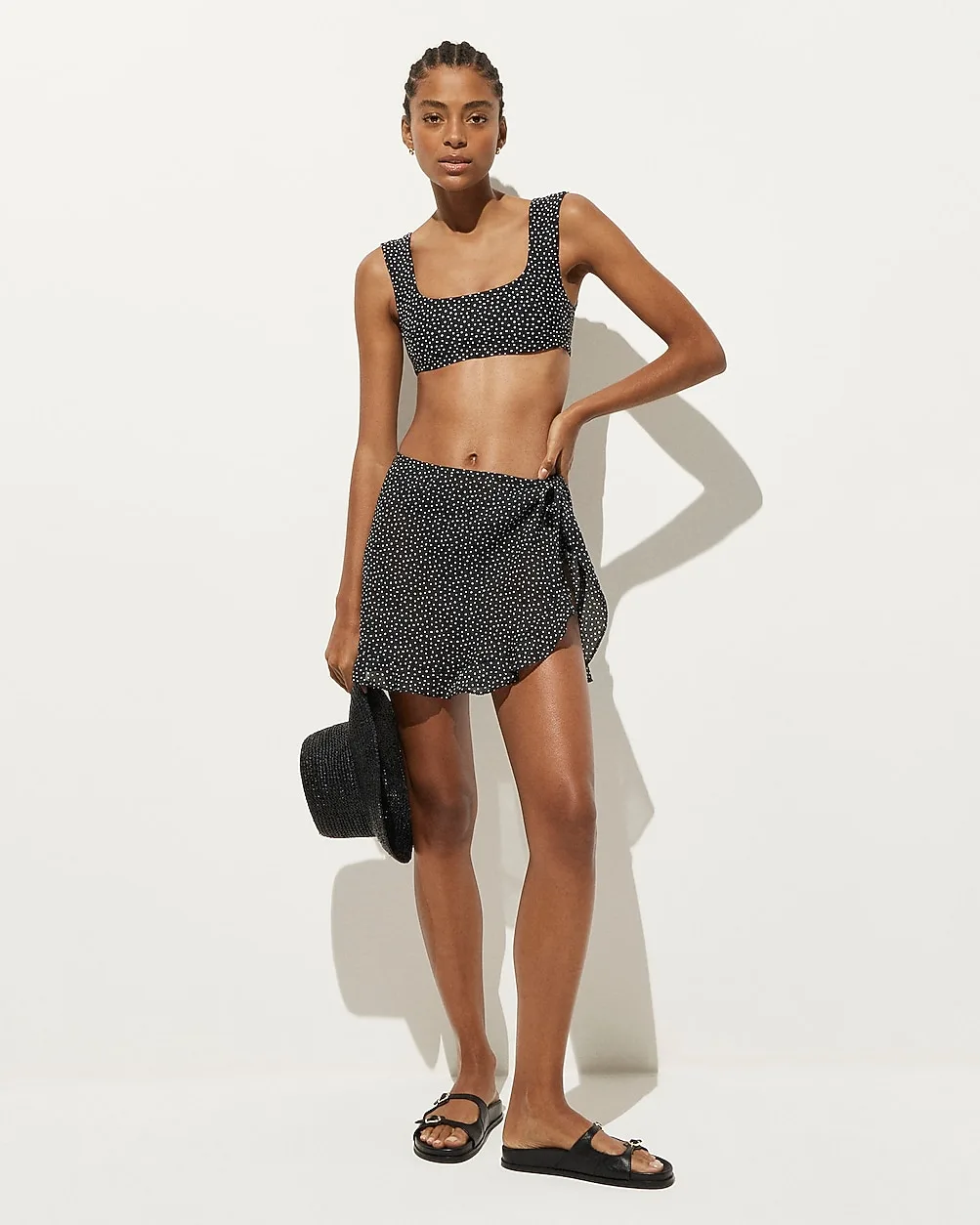 Cover-Up Wrap Skirt in Ramie Dot Print by J.Crew