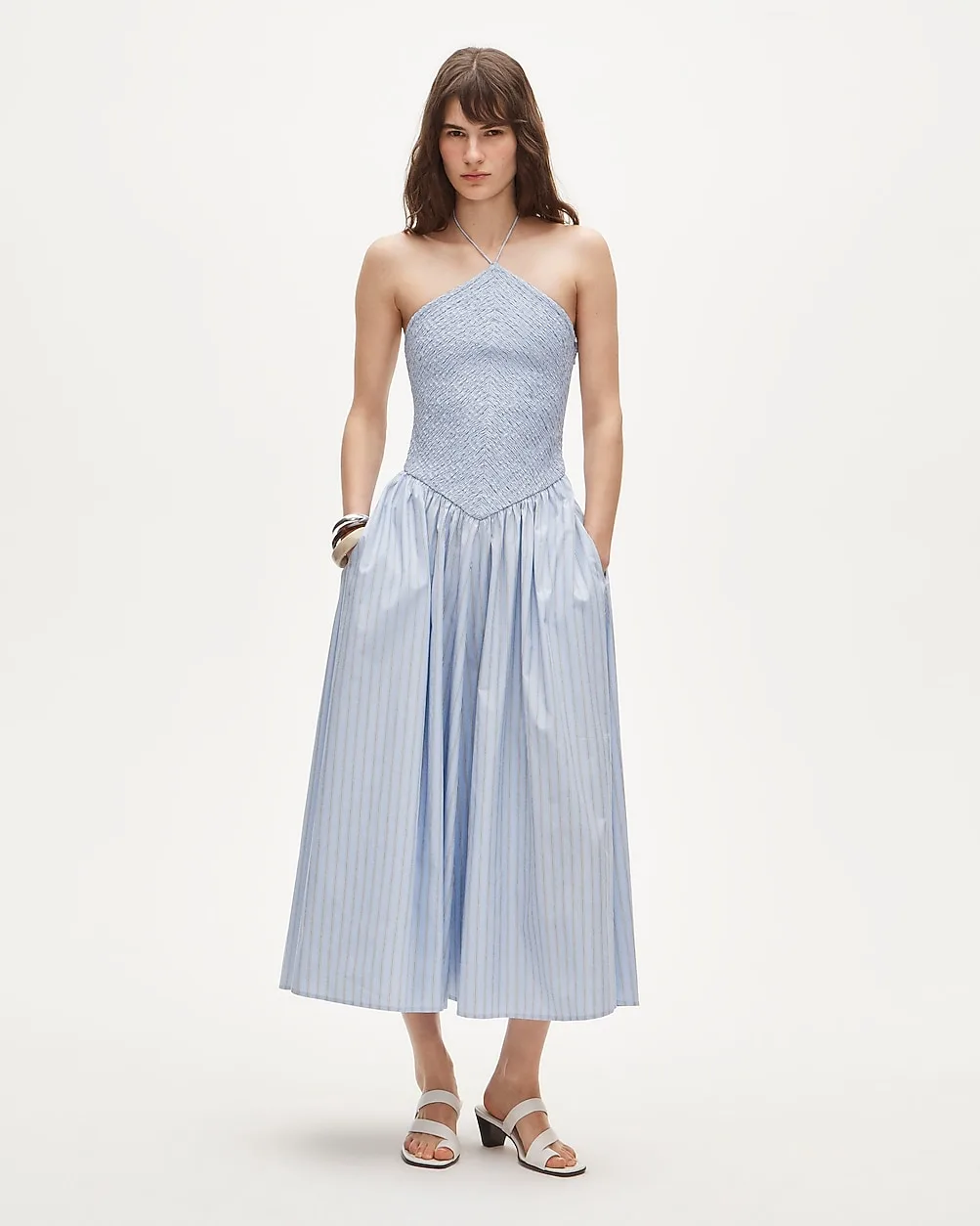 Smocked Halter Dress in Stripe by J.Crew