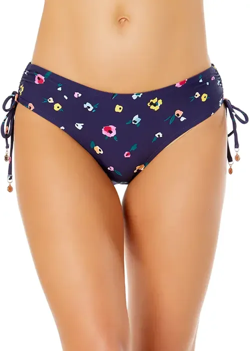 Gradient Floral Side Tie Bikini Swim Bottom