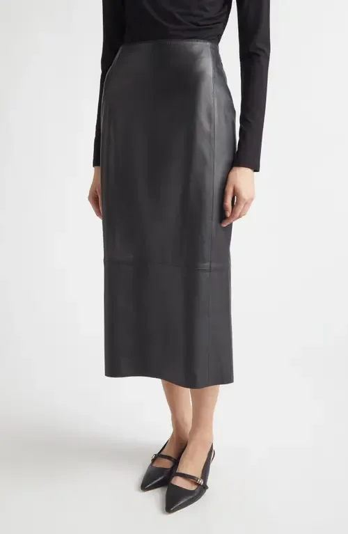 Leather Midi Skirt by Vince