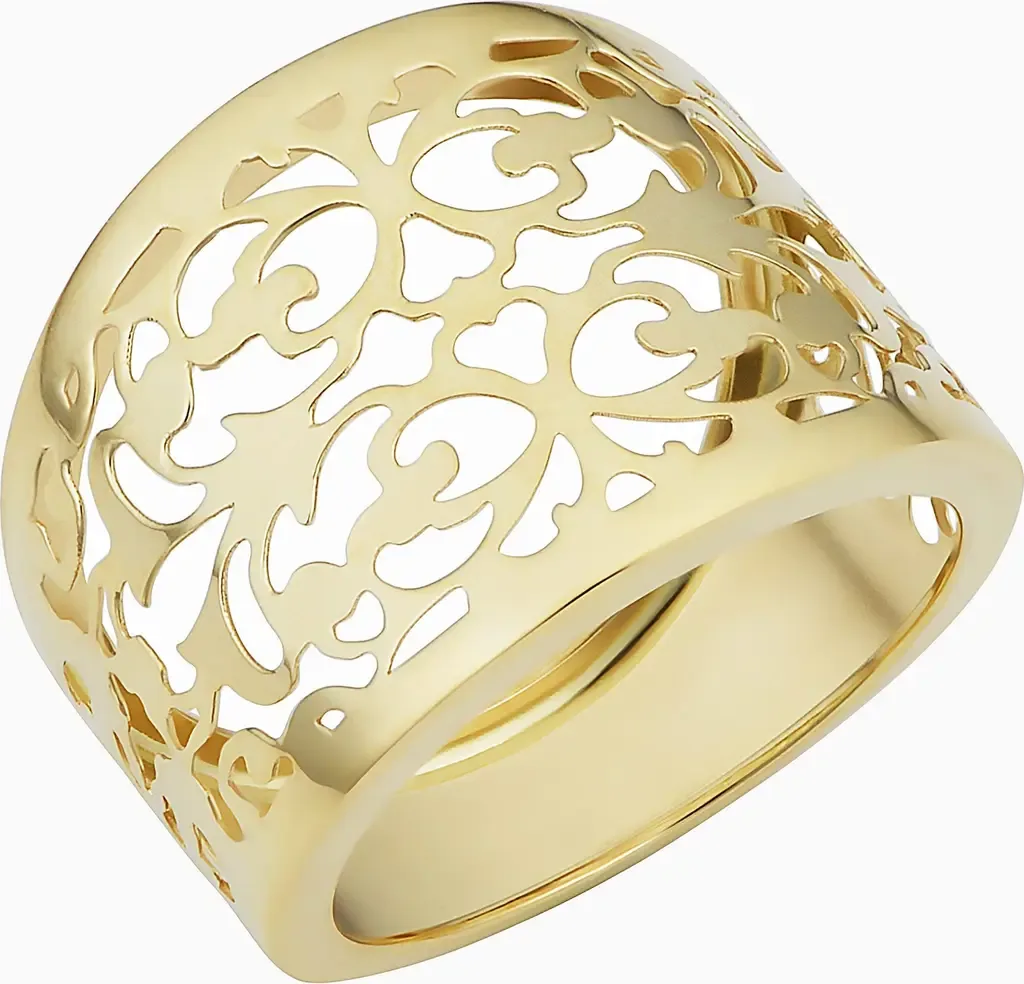 14K Yellow Gold Love Lace Ring by Oradina