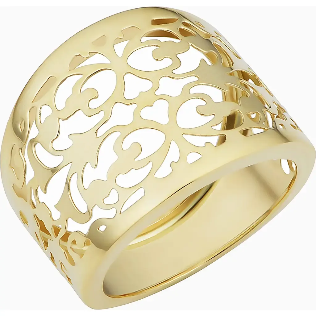 14K Yellow Gold Love Lace Ring by Oradina
