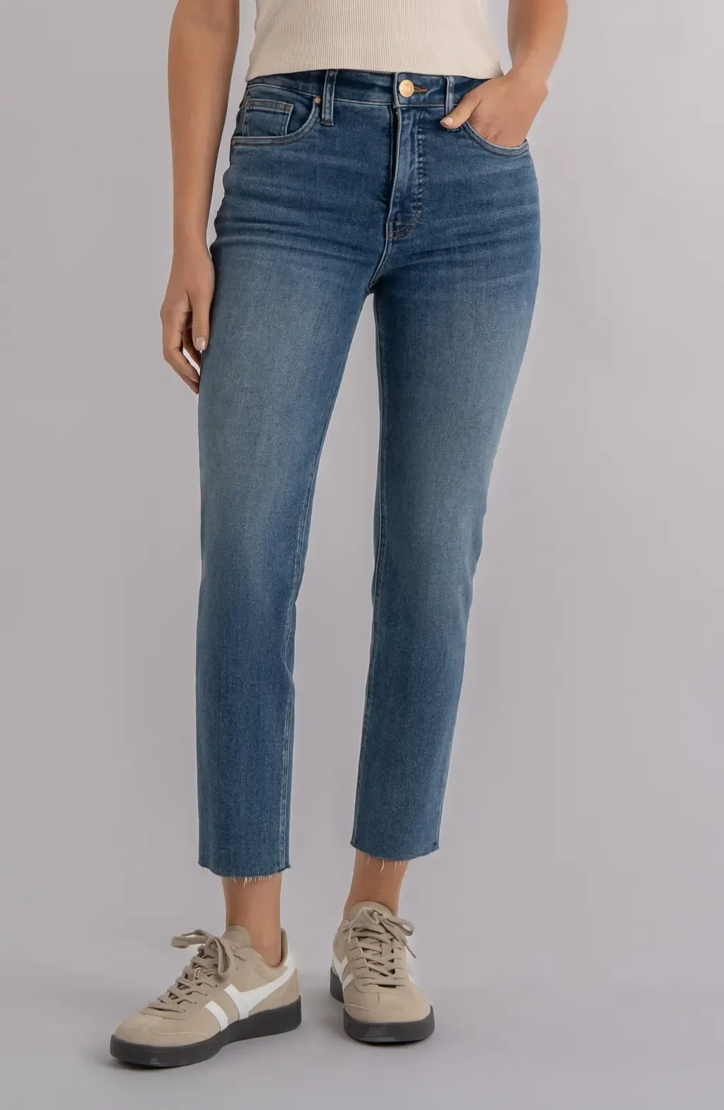 Rachael Raw Hem High Waist Crop Mom Jeans