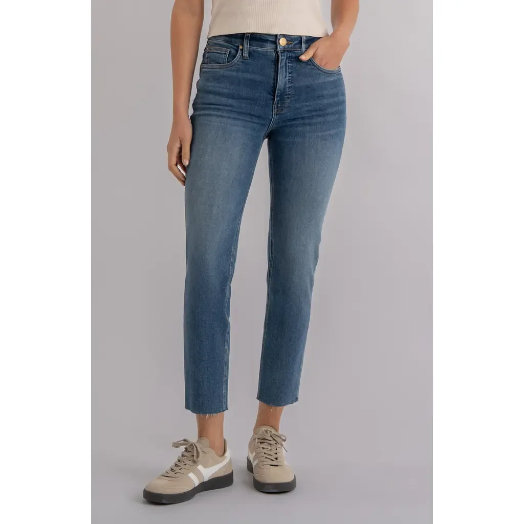 Rachael Raw Hem High Waist Crop Mom Jeans