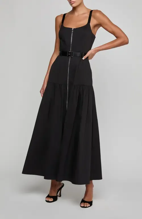 Rima Belted Front Zip Midi Dress by L'AGENCE
