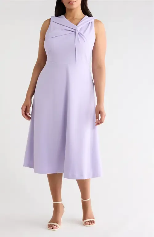 Twist Neck A-Line Midi Dress by Anne Klein
