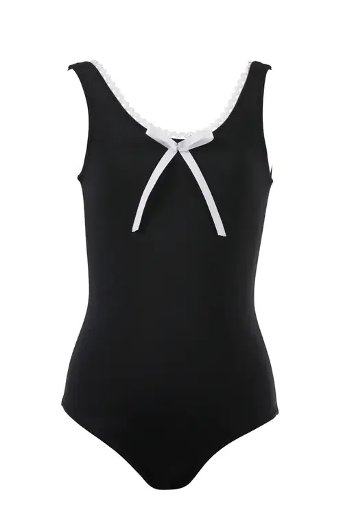 The Timeless Monochrome Lace-Trimmed and Center Bow One-Piece Swimsuit by NESSI BYRD