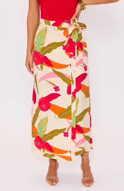Riviera Printed Faux Wrap Skirt by VICI Collection