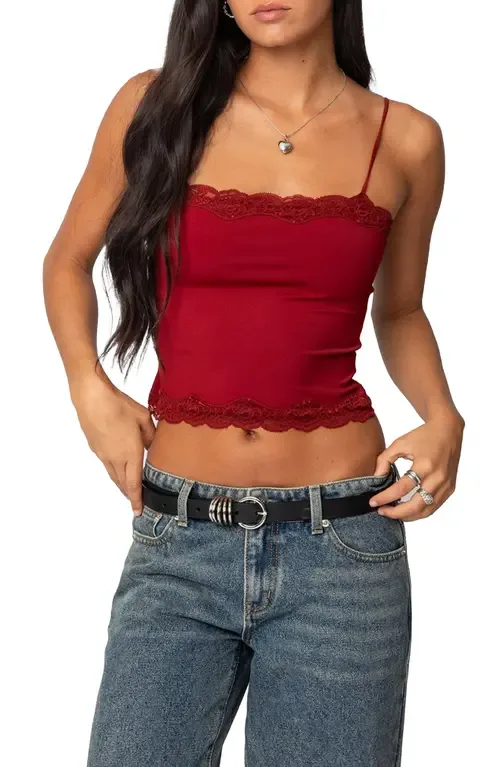Cruella Lace Trim Crop Camisole by EDIKTED