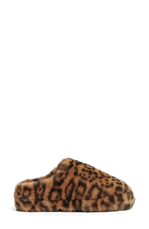 Misha Leopard Print Faux Fur Slipper