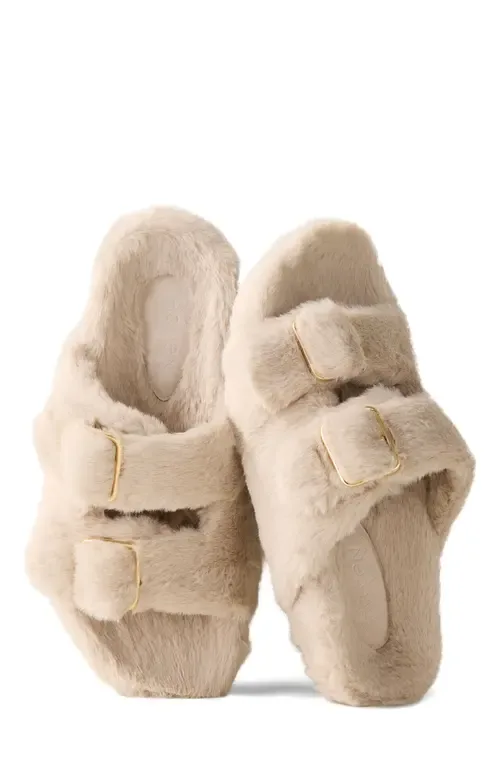 Faux Fur Buckle Molded Slipper by Haven Well Within