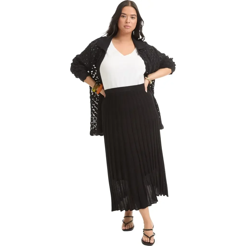 Pleated Midi Skirt by June + Vie