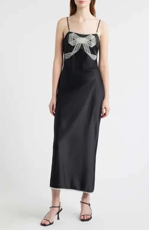 Isolie Lace Satin Maxi Dress by LoveShackFancy