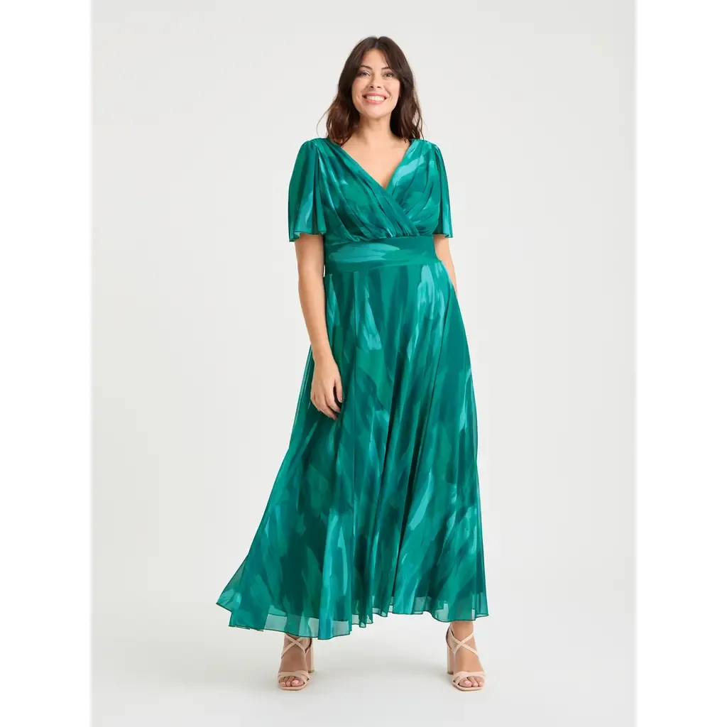 Isabelle Printed Angel Sleeve Dress by Scarlett & Jo