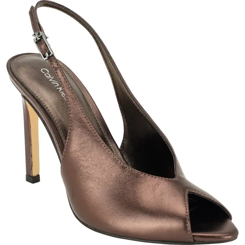 Dorris Faux Leather Peep Toe Pump by Calvin Klein