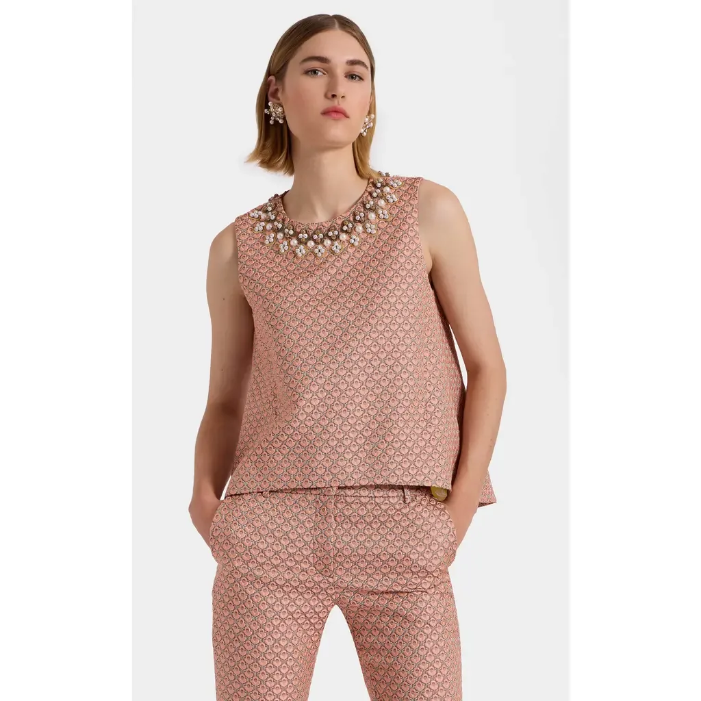La Scala Top Embroidered in Tulip Jacquard by La DoubleJ