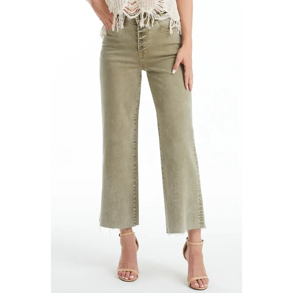 High Waist Raw Hem Ankle Wide Leg Jeans by Bayeas