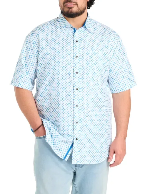 Geometric Print Microfiber Sport Shirt by Synrgy by DXL