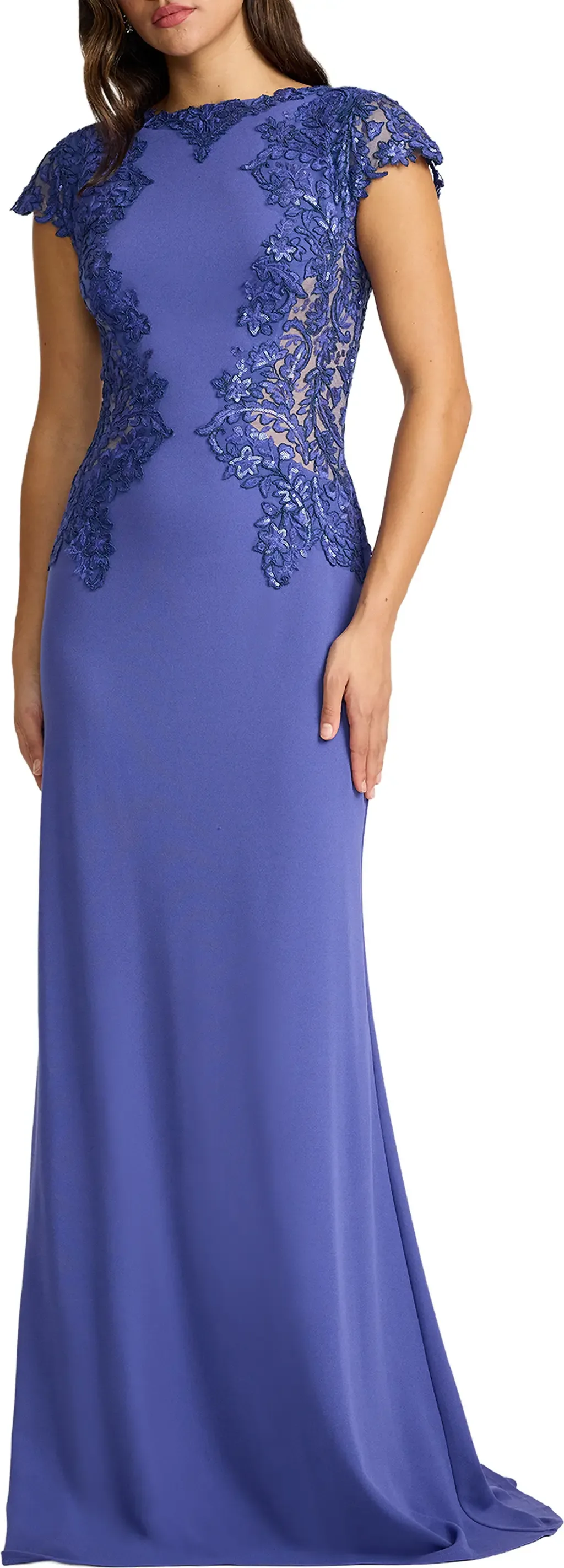 Embroidered Detail Cotton Blend Body-Con Gown