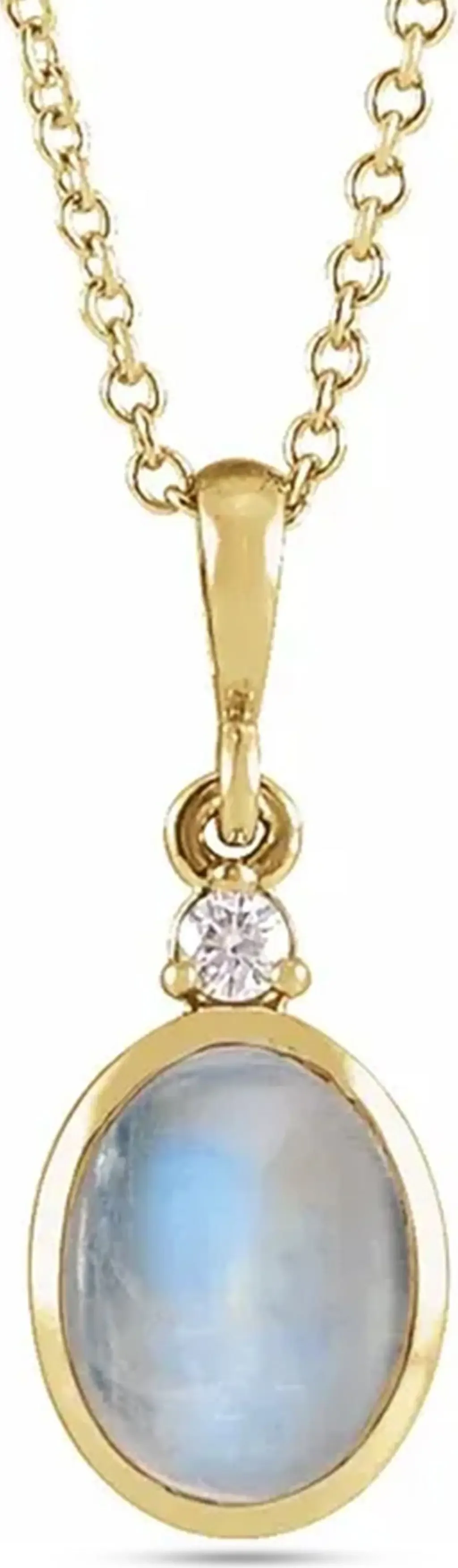 Oval Natural White Ethiopian Opal & Diamond Pendant Necklace 14K 1.57ct by ALLUREZ