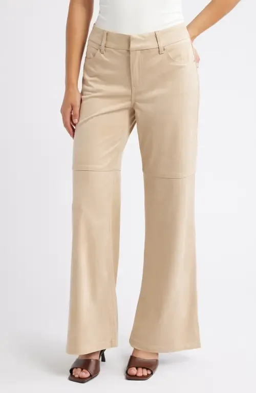 High Waist Wide Leg Faux Suede Jeans by CITY BLUES