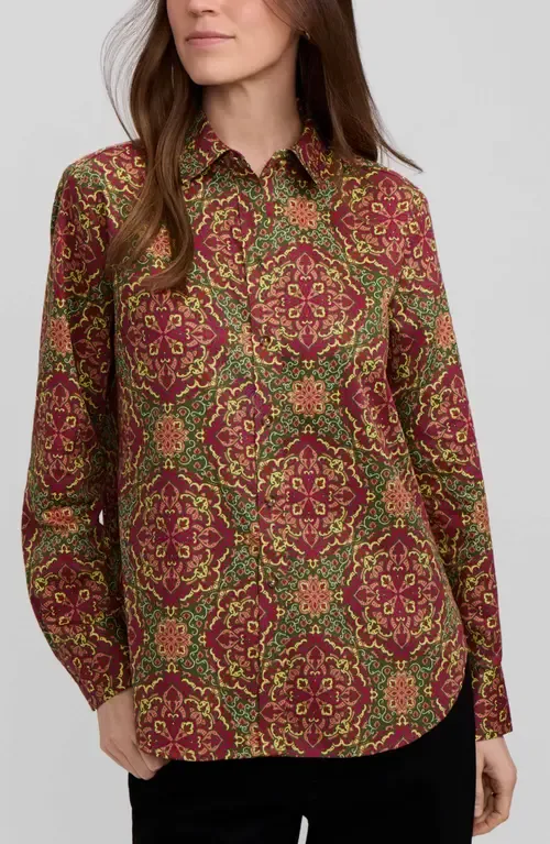 Meghan Medallion Print Cotton Button-Up Shirt by Foxcroft