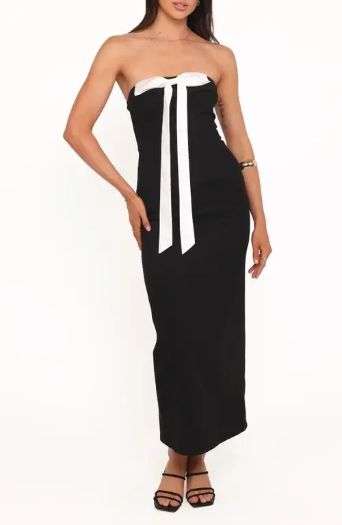 Aggie Contrast Bow Strapless Dress by Petal & Pup
