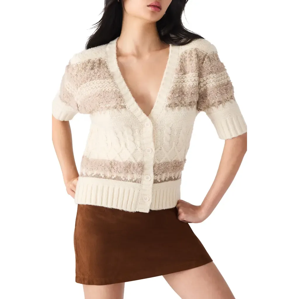 Janae Stripe Short Sleeve Cardigan by Steve Madden