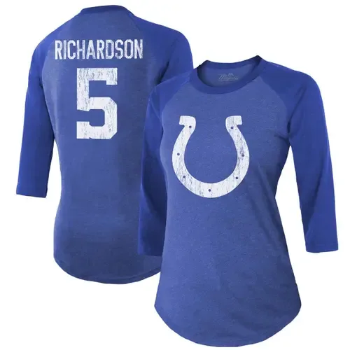 Majestic Threads Anthony Richardson Royal Indianapolis Colts Player Name & Number Tri-Blend 3/4-Sleeve Fitted T-Shirt by Majestic Threads