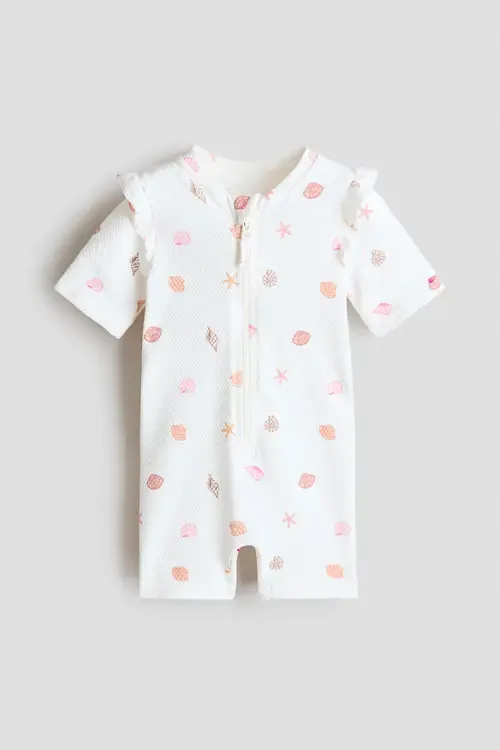 Swimsuit with Upf 50 in White/Seashells by H&M