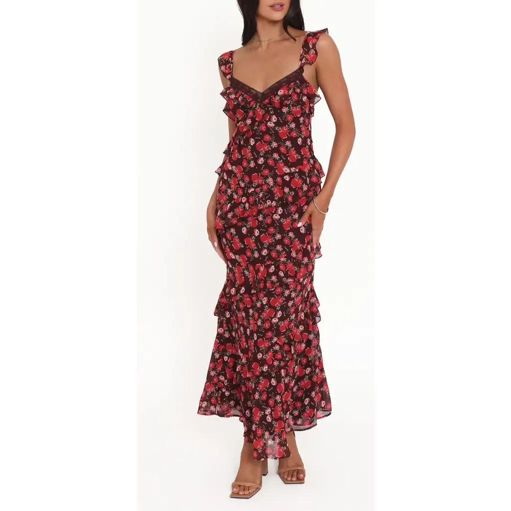 Virginia Floral Ruffle Maxi Dress by Petal & Pup