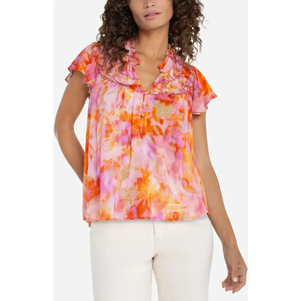 Floral Print Ruffle Top by Liverpool Los Angeles