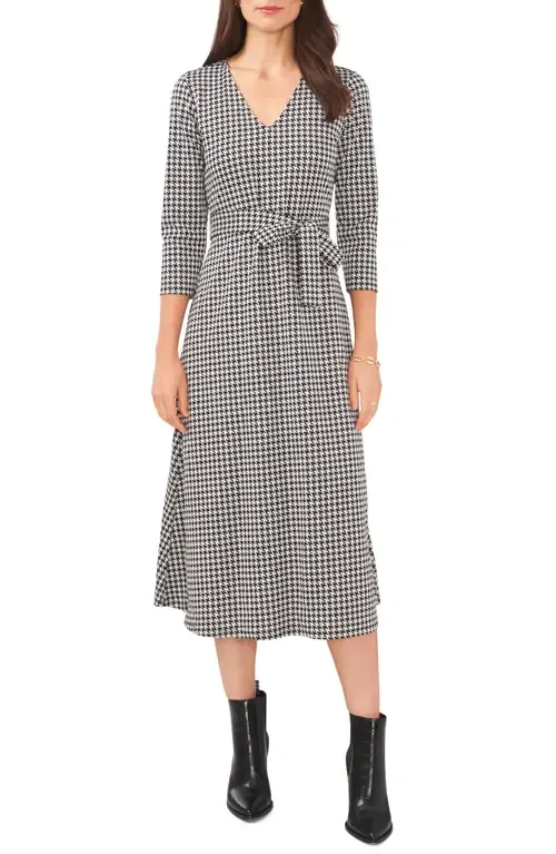 Houndstooth Check Jacquard Midi Dress by Chaus