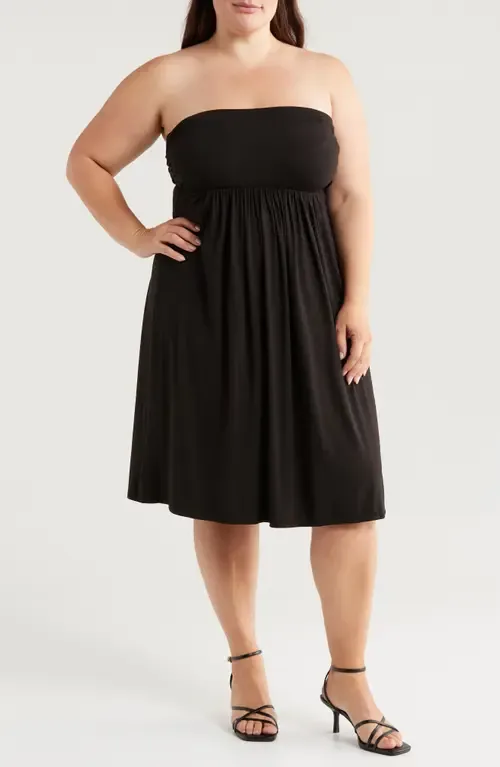 Strapless Jersey Midi Dress by 24seven Comfort Apparel
