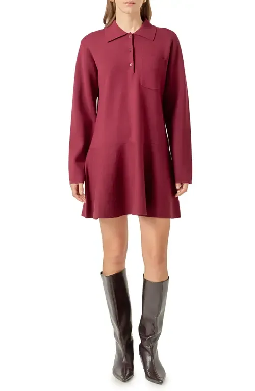 Long Sleeve Knit Minidress by English Factory