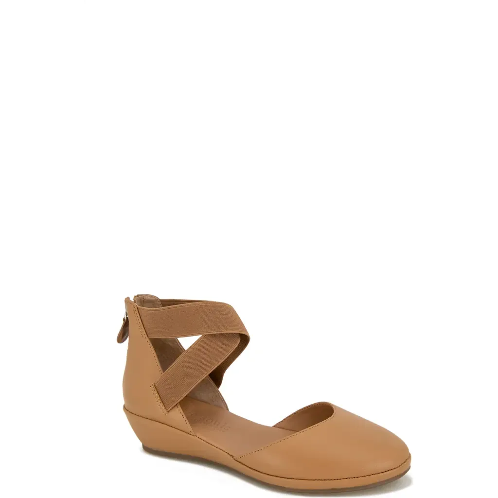 Signature Noa Elastic Strap D'orsay Sandal in Camel Leather by Gentle Souls