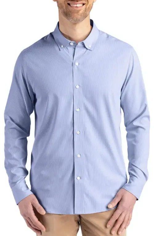 Skyline Epic Confidence Stripe Stretch Button-Down Shirt by Cutter & Buck