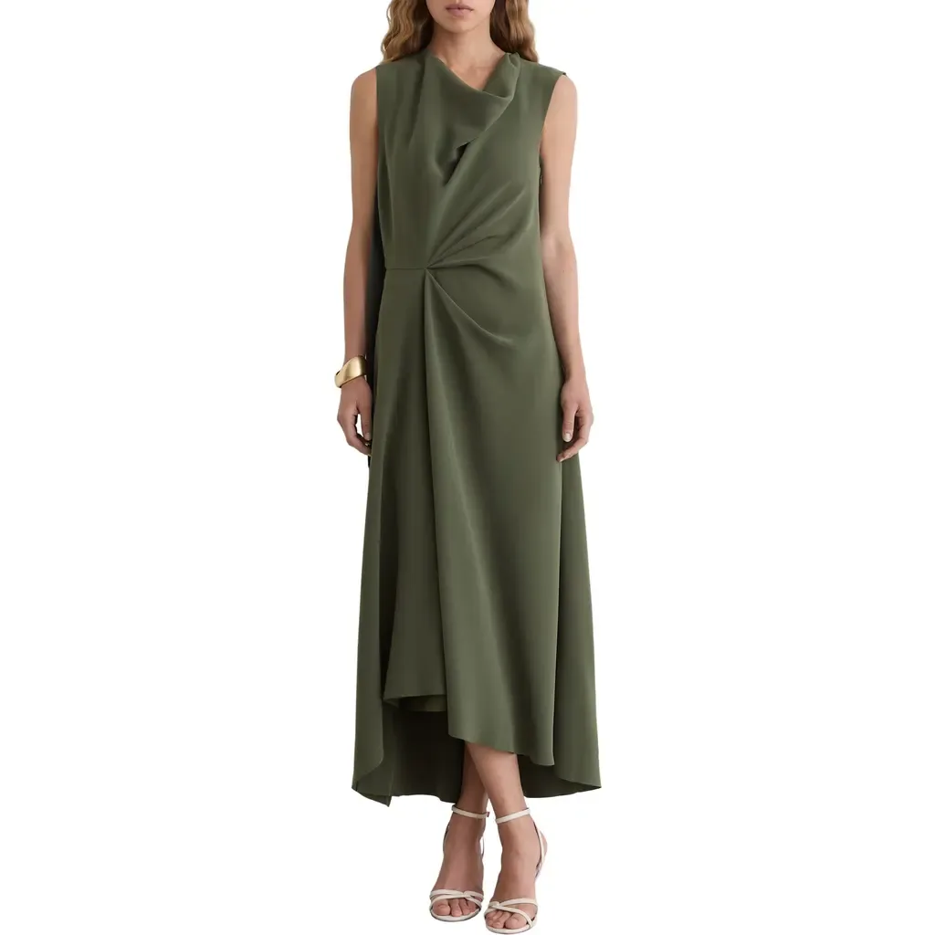 Dorota Drape Detail High-Low Dress by Reiss