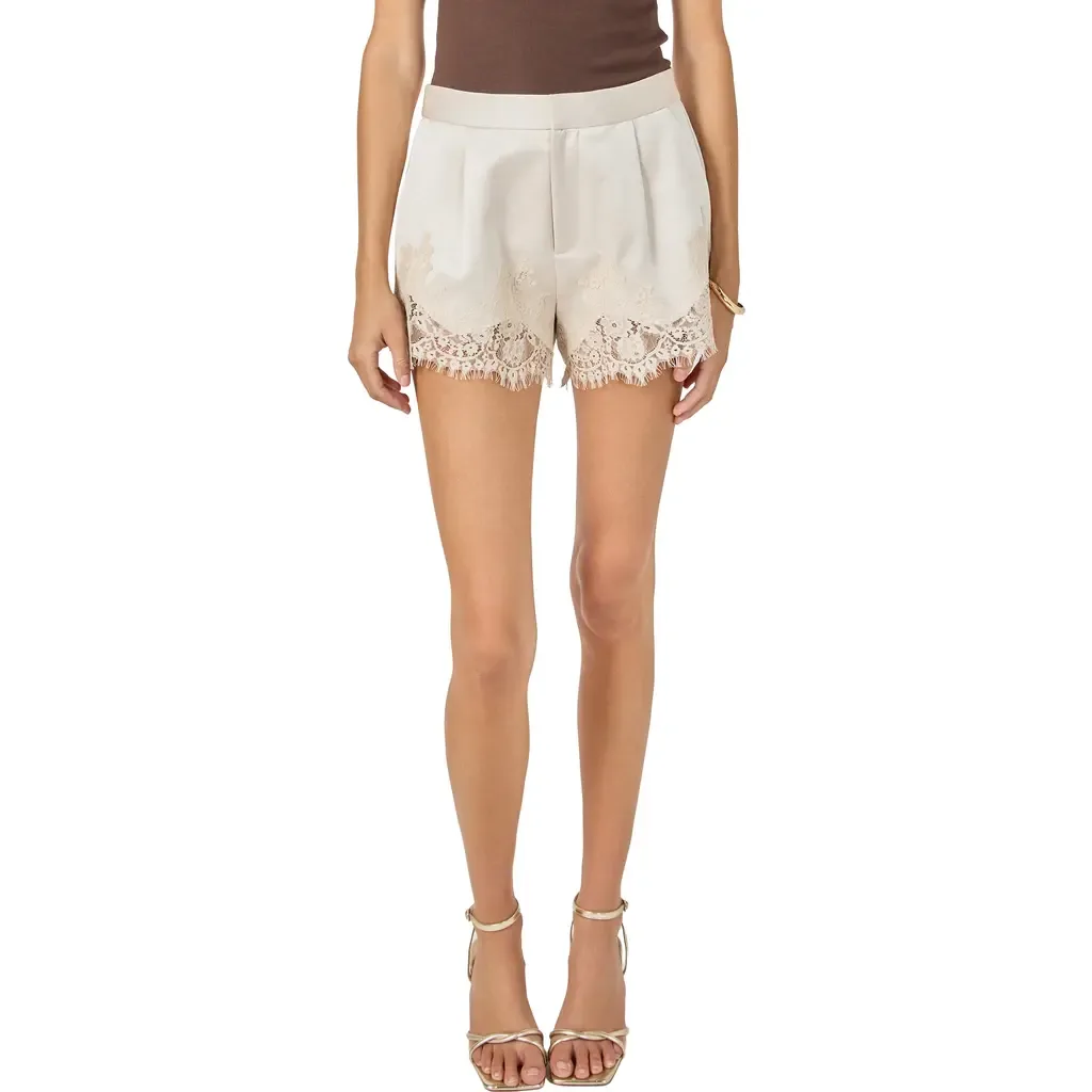 Lace Trimmed Satin Shorts by Endless Rose
