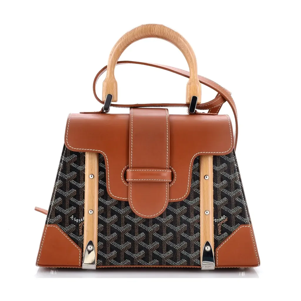 Saigon Top Handle Bag Coated Canvas with Leather PM by Pre-Owned Goyard