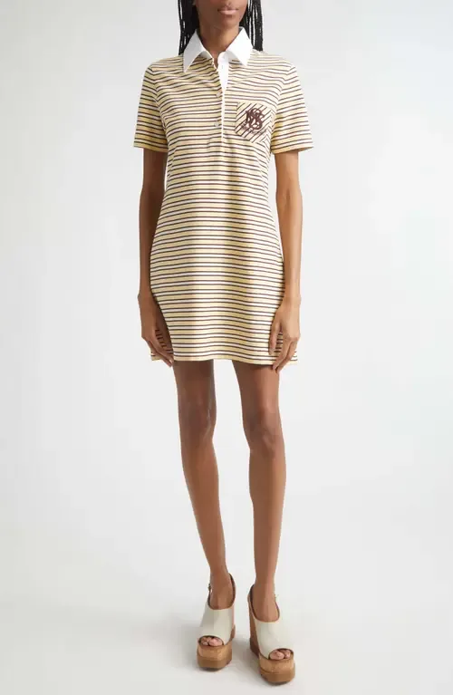 Embroidered Crest Fancy Stripe Polo Dress by Stella McCartney