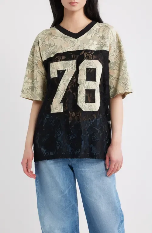 Lace 78 Camo V-Neck T-Shirt by GOLDEN HOUR