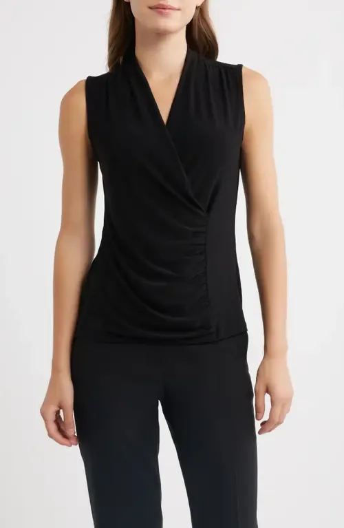 Ruched Faux Wrap Top