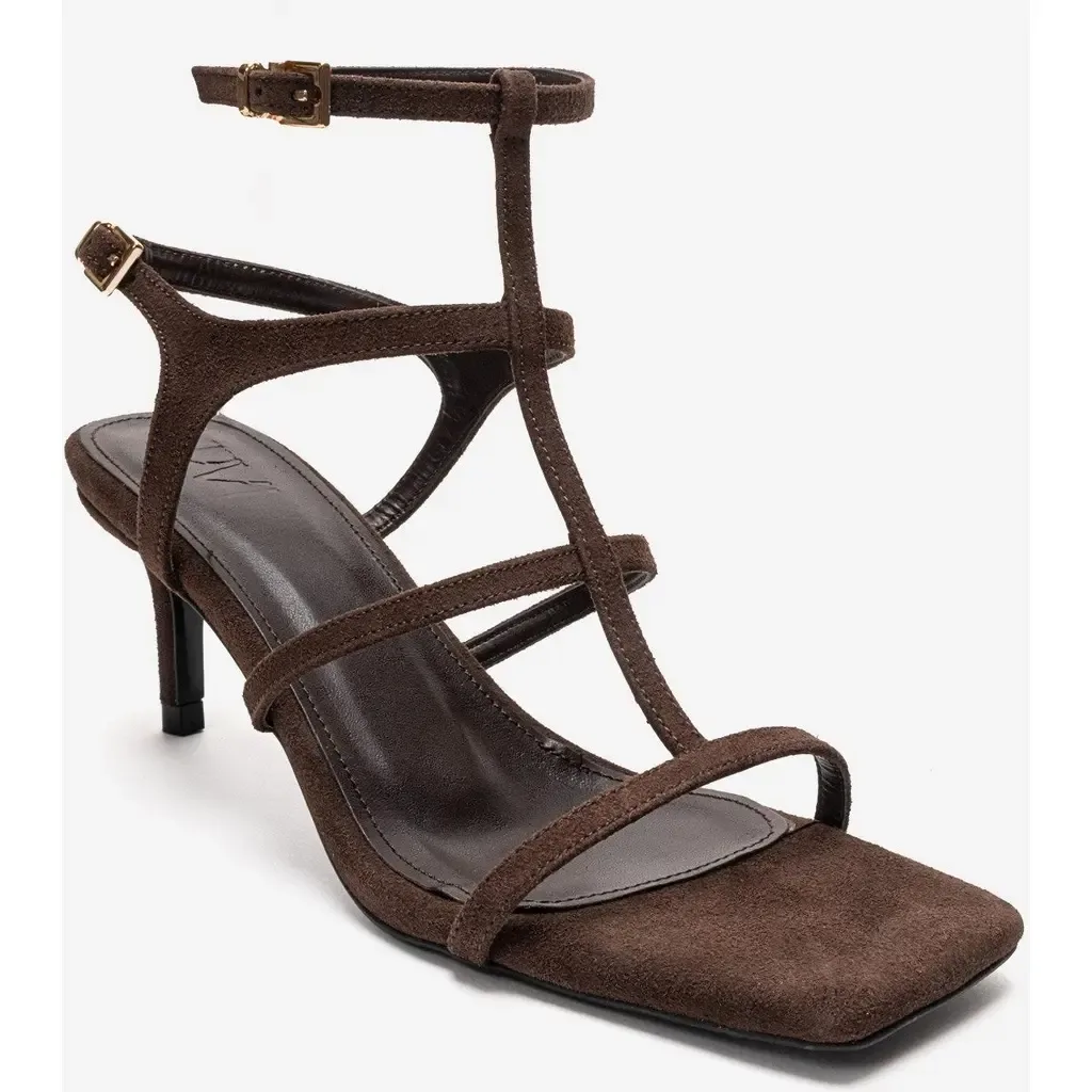 Viento Stiletto Sandal in Brown Suede by Prologue Shoes