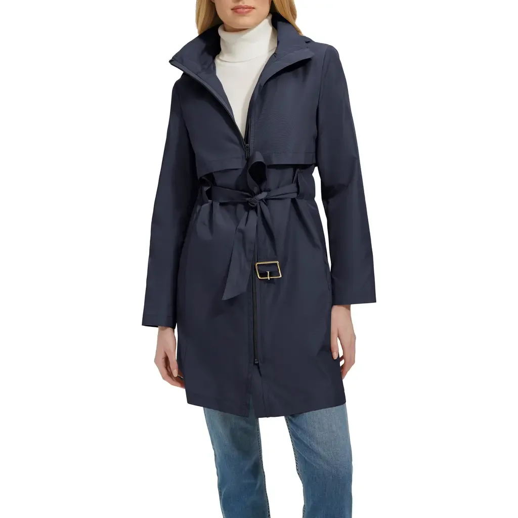 Belted Travel Packable Hooded Rain Jacket by Cole Haan