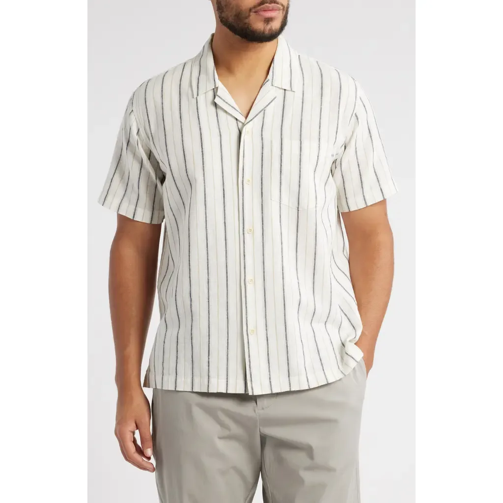 Foster Stripe Linen & Cotton Camp Shirt by AG
