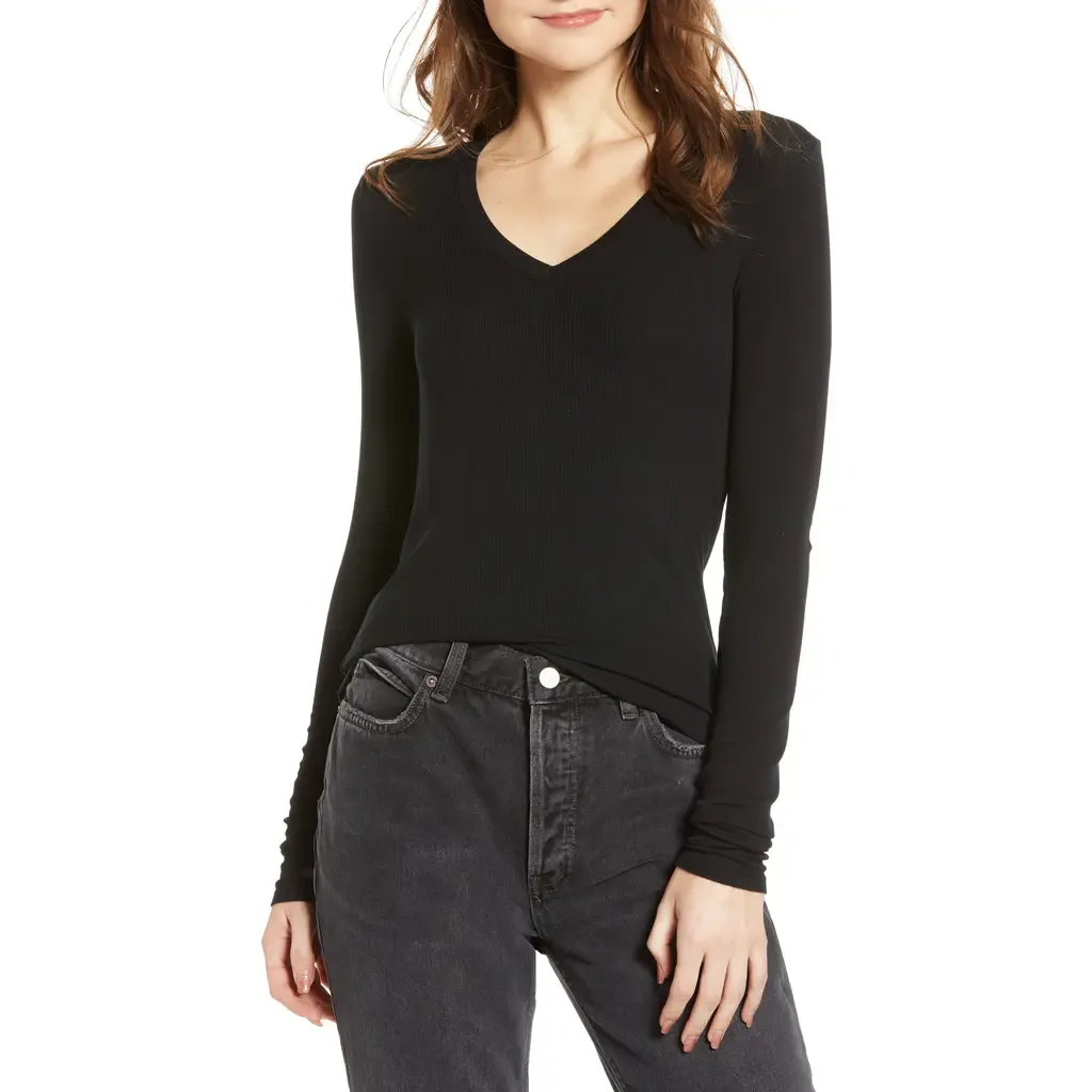 Valley Rib V-Neck Tee by Splendid
