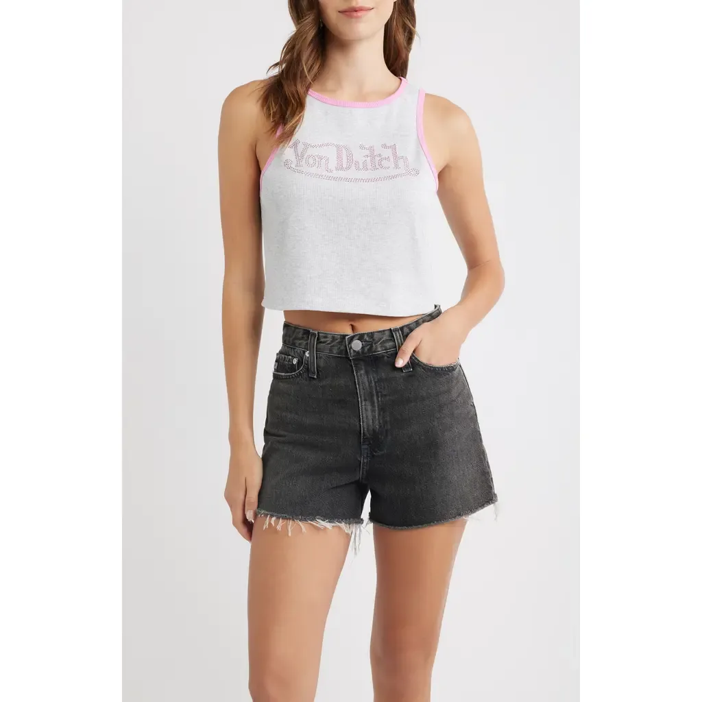 Rhinestone Ribbed Ringer Tank by Von Dutch