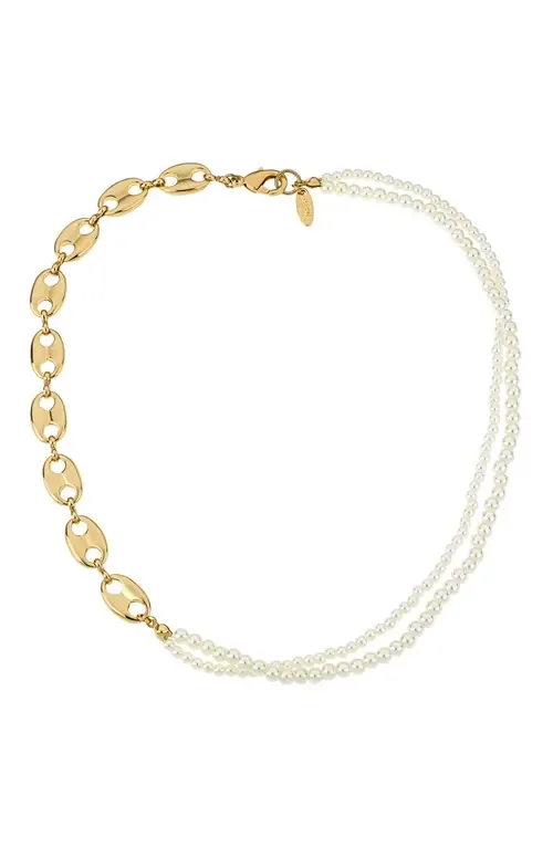 Meet Me Halfway Imitation Pearl & Mariner Link Necklace